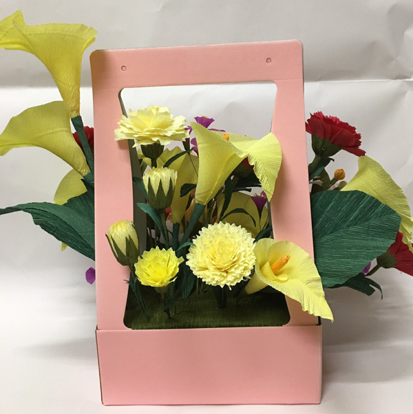 人造紙花、手工花、單朵、花束、材料、高級進口紙、皺紋紙製作、完全客製--提籃禮盒盆花系列
